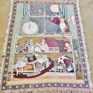 Goodwin Weavers Christmas Holiday Throw Blanket Tapestry Cotton,1997 Made In USA